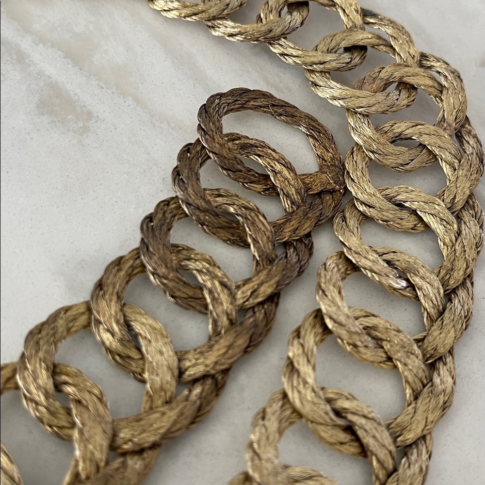 Vintage 50s 60s Braided Wire Metal Rope Chain Link gold tone metallic Belt 34 L - Picture 14 of 17